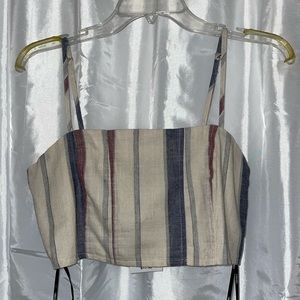 Spaghetti Strap Multicolored Striped Crop Top